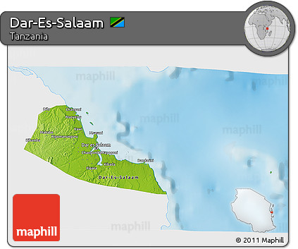 Physical 3D Map of Dar-Es-Salaam, single color outside