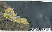Satellite 3D Map of Dar-Es-Salaam, darken, semi-desaturated