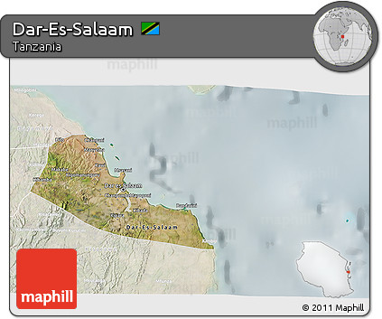 Satellite 3D Map of Dar-Es-Salaam, lighten