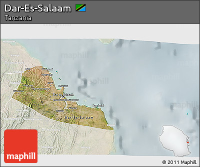 Satellite 3D Map of Dar-Es-Salaam, lighten