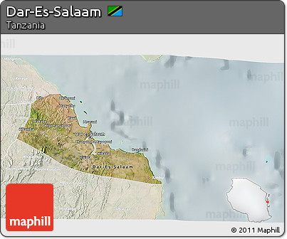 Satellite 3D Map of Dar-Es-Salaam, lighten