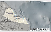 Shaded Relief 3D Map of Dar-Es-Salaam, darken, semi-desaturated