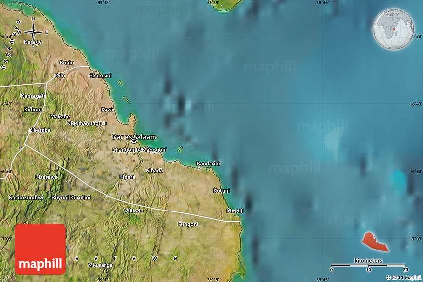 Satellite Map of DarEsSalaam
