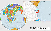 Political Location Map of Dar-Es-Salaam, highlighted country