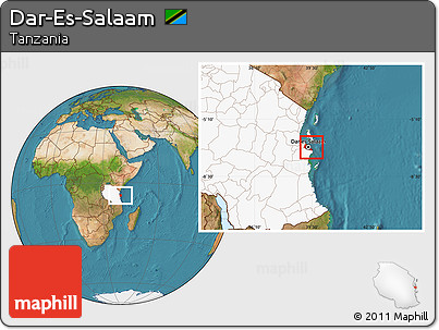 Satellite Location Map of Dar-Es-Salaam, highlighted country