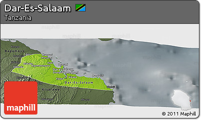 Physical Panoramic Map of Dar-Es-Salaam, darken, semi-desaturated