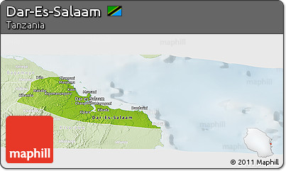 Physical Panoramic Map of Dar-Es-Salaam, lighten