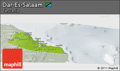 Physical Panoramic Map of Dar-Es-Salaam, lighten, semi-desaturated