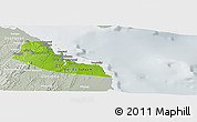 Physical Panoramic Map of Dar-Es-Salaam, lighten, semi-desaturated