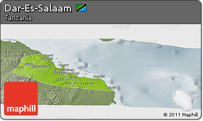 Physical Panoramic Map of Dar-Es-Salaam, semi-desaturated