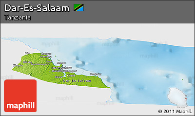 Physical Panoramic Map of Dar-Es-Salaam, single color outside