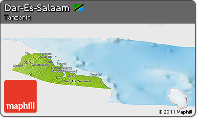Physical Panoramic Map of Dar-Es-Salaam, single color outside