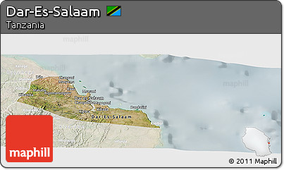 Satellite Panoramic Map of Dar-Es-Salaam, lighten