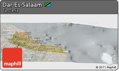 Satellite Panoramic Map of Dar-Es-Salaam, lighten, semi-desaturated