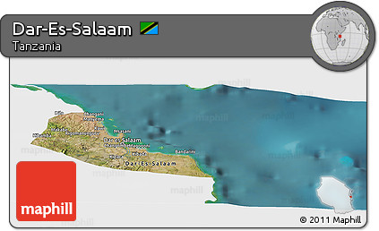 Satellite Panoramic Map of Dar-Es-Salaam, single color outside