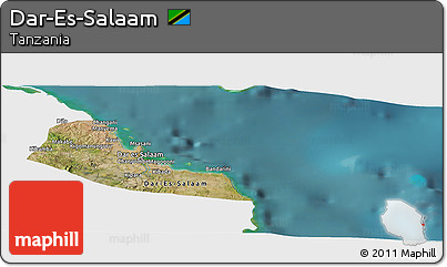 Satellite Panoramic Map of Dar-Es-Salaam, single color outside
