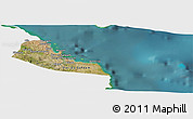 Satellite Panoramic Map of Dar-Es-Salaam, single color outside