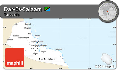 Classic Style Simple Map of Dar-Es-Salaam, single color outside