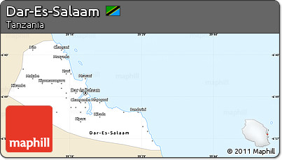 Classic Style Simple Map of Dar-Es-Salaam, single color outside