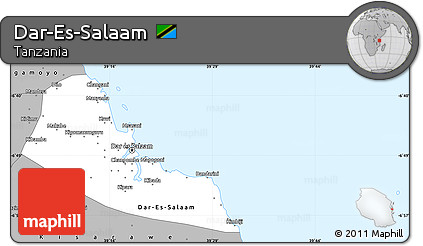 Gray Simple Map of Dar-Es-Salaam