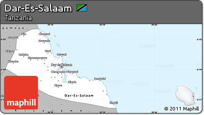 Gray Simple Map of Dar-Es-Salaam