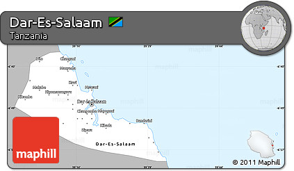 Gray Simple Map of Dar-Es-Salaam, single color outside