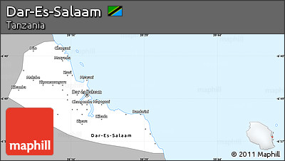 Gray Simple Map of Dar-Es-Salaam, single color outside
