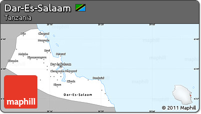 Gray Simple Map of Dar-Es-Salaam, single color outside