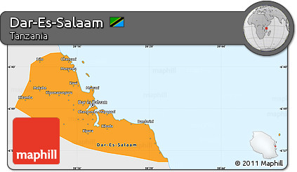 Political Simple Map of Dar-Es-Salaam, single color outside