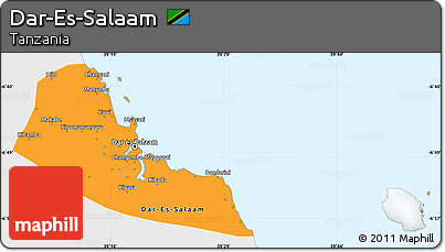 Political Simple Map of Dar-Es-Salaam, single color outside