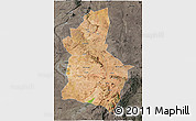 Satellite 3D Map of Dodoma, darken, semi-desaturated