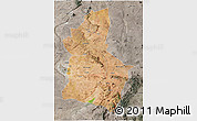 Satellite 3D Map of Dodoma, semi-desaturated