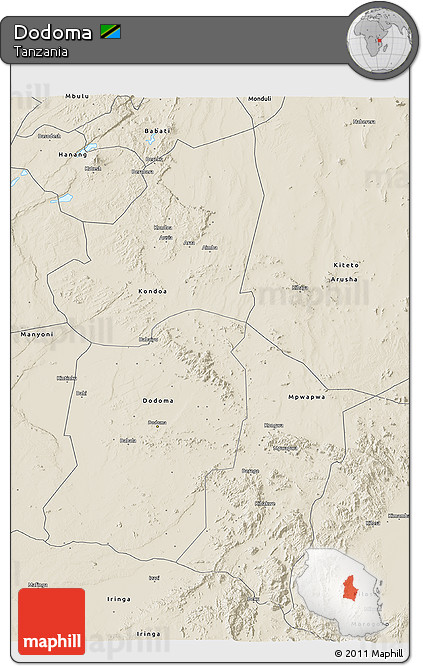 Shaded Relief 3D Map of Dodoma