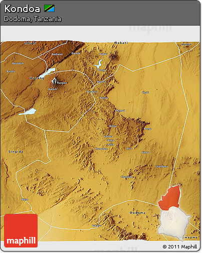 Physical 3D Map of Kondoa