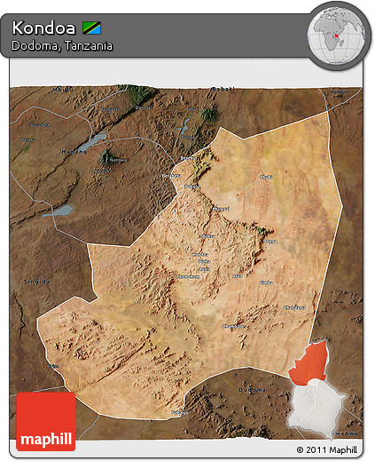 Satellite 3D Map of Kondoa, darken