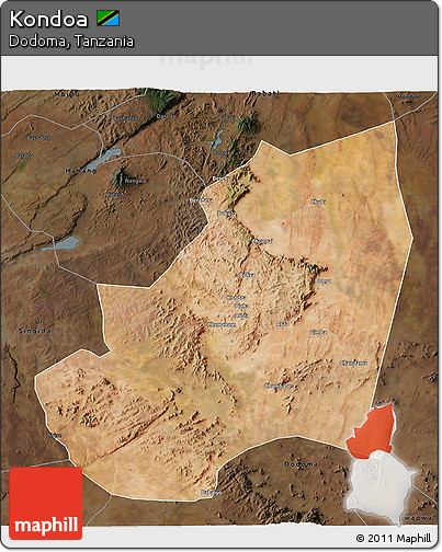 Satellite 3D Map of Kondoa, darken