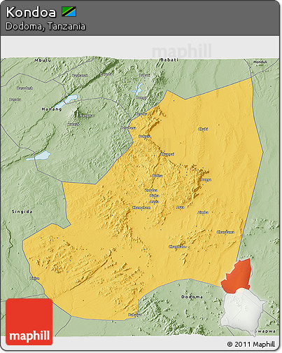 Savanna Style 3D Map of Kondoa