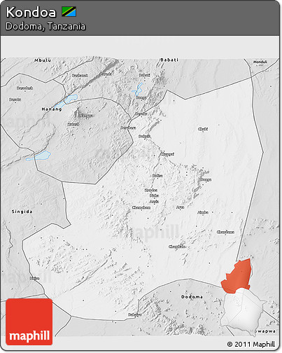 Silver Style 3D Map of Kondoa