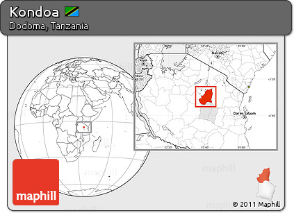 Blank Location Map of Kondoa, highlighted parent region