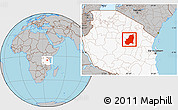 Gray Location Map of Kondoa, highlighted country
