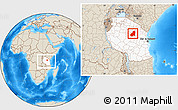Shaded Relief Location Map of Kondoa, highlighted country, within the entire country
