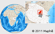 Shaded Relief Location Map of Kondoa, highlighted country, highlighted parent region