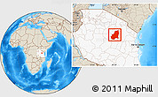 Shaded Relief Location Map of Kondoa, highlighted country