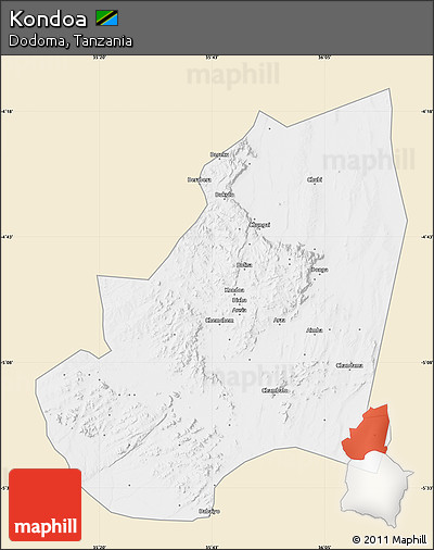 Classic Style Map of Kondoa, single color outside