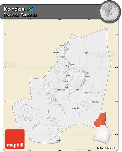 Classic Style Map of Kondoa, single color outside
