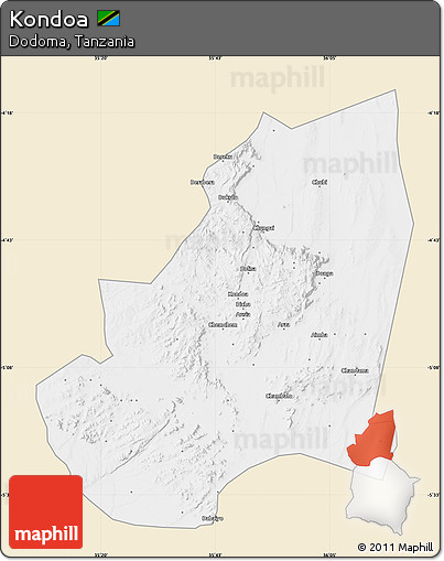 Classic Style Map of Kondoa, single color outside