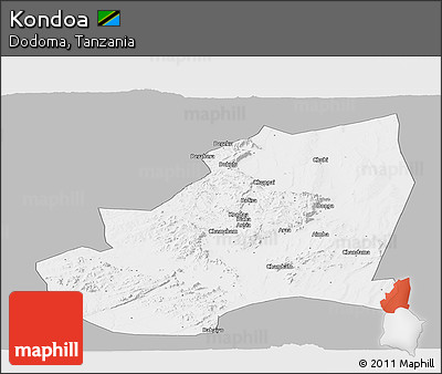 Gray Panoramic Map of Kondoa, single color outside