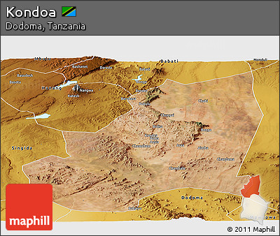 Satellite Panoramic Map of Kondoa, physical outside