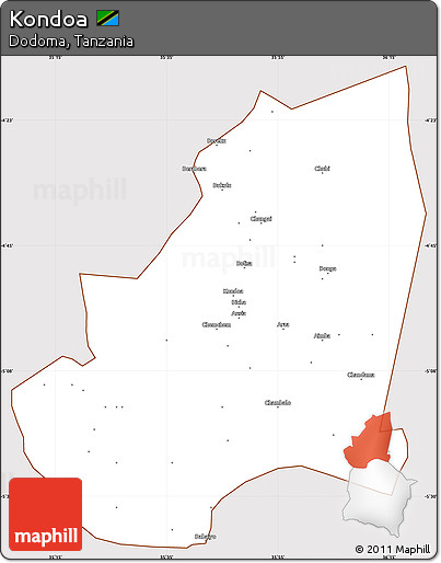 Classic Style Simple Map of Kondoa, cropped outside