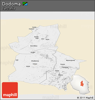 Classic Style Panoramic Map of Dodoma, single color outside